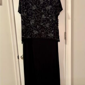 S.L. Fashions Black Maxi Skirt with Beaded Overlay
